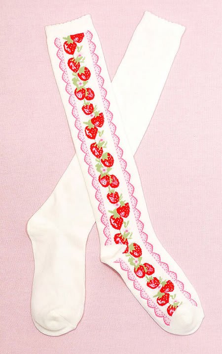 Secret Shop Sweet Lolita Strawberry Knee High Scoks